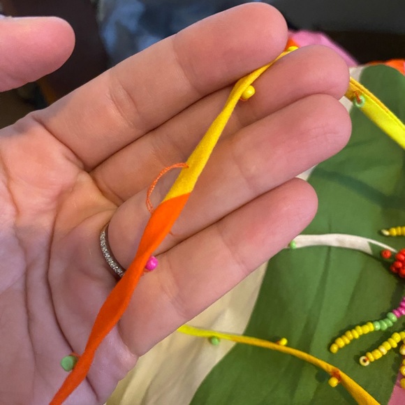 NWT Anthropologie FARM RIO Smocked Tiered Neon Stripe Beaded Summer Midi Dress M - Picture 9 of 9